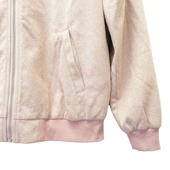 NWT Ampersand Avenue Pink Herringbone Full Zip Bomber Jacket Coat Size Small NEW - Picture 4 of 12